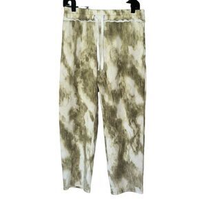 Gilli olive green & white‎ tie-dyed drawstring soft casual pants medium. NWT